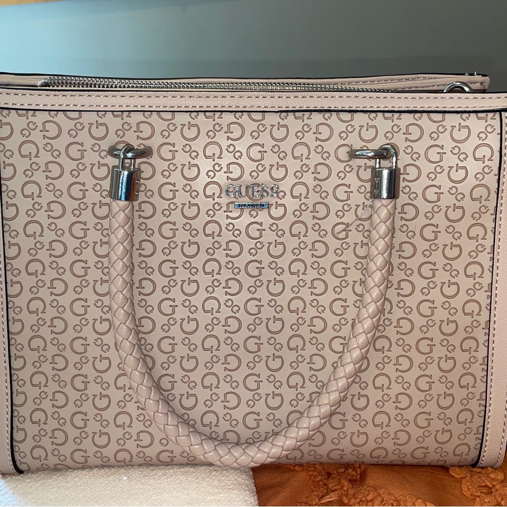 Guess Light Brown Monogram Tote - image 1